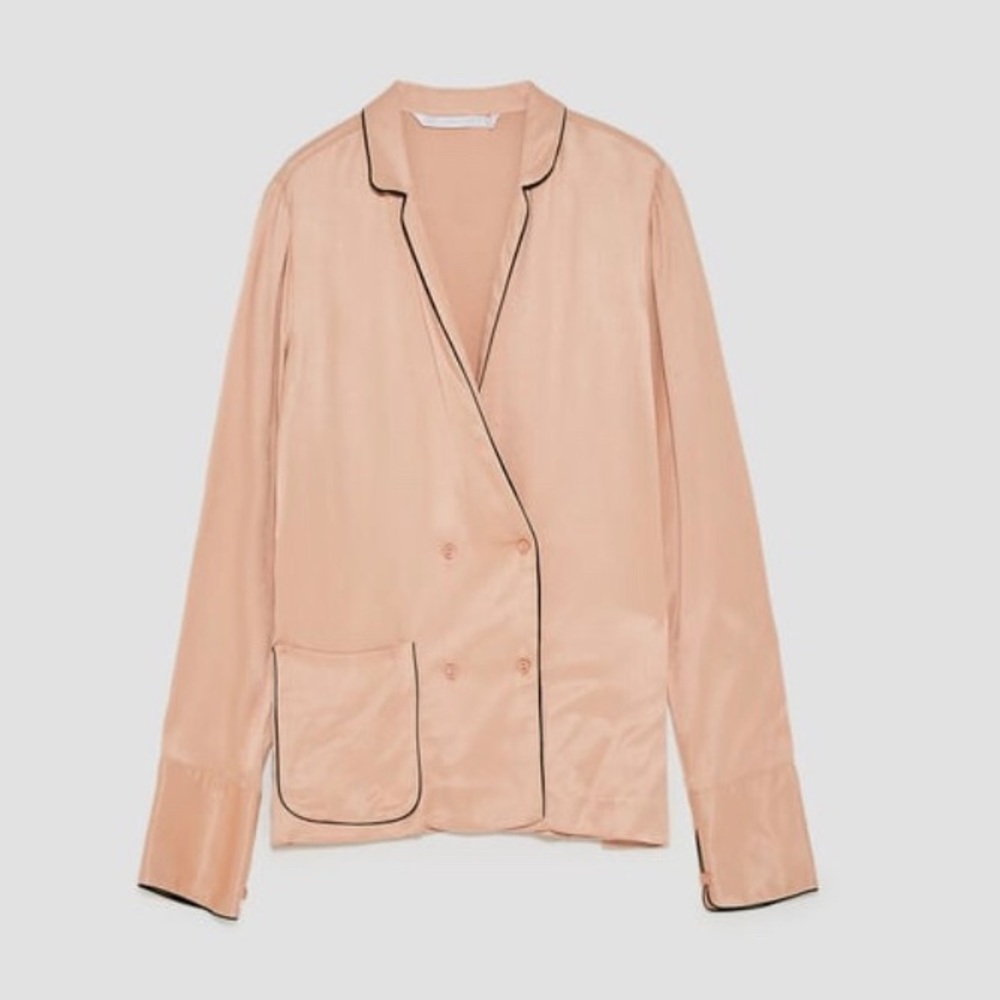 Zara Contrasting pajama shirt